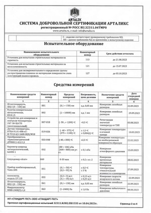 Сертификат об испытаниях